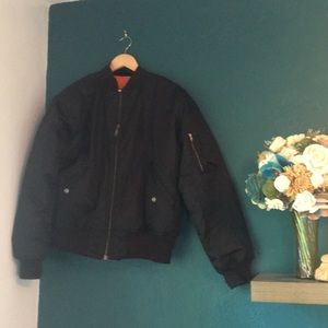 Black MA-1 Flight Jacket Reversible Orange